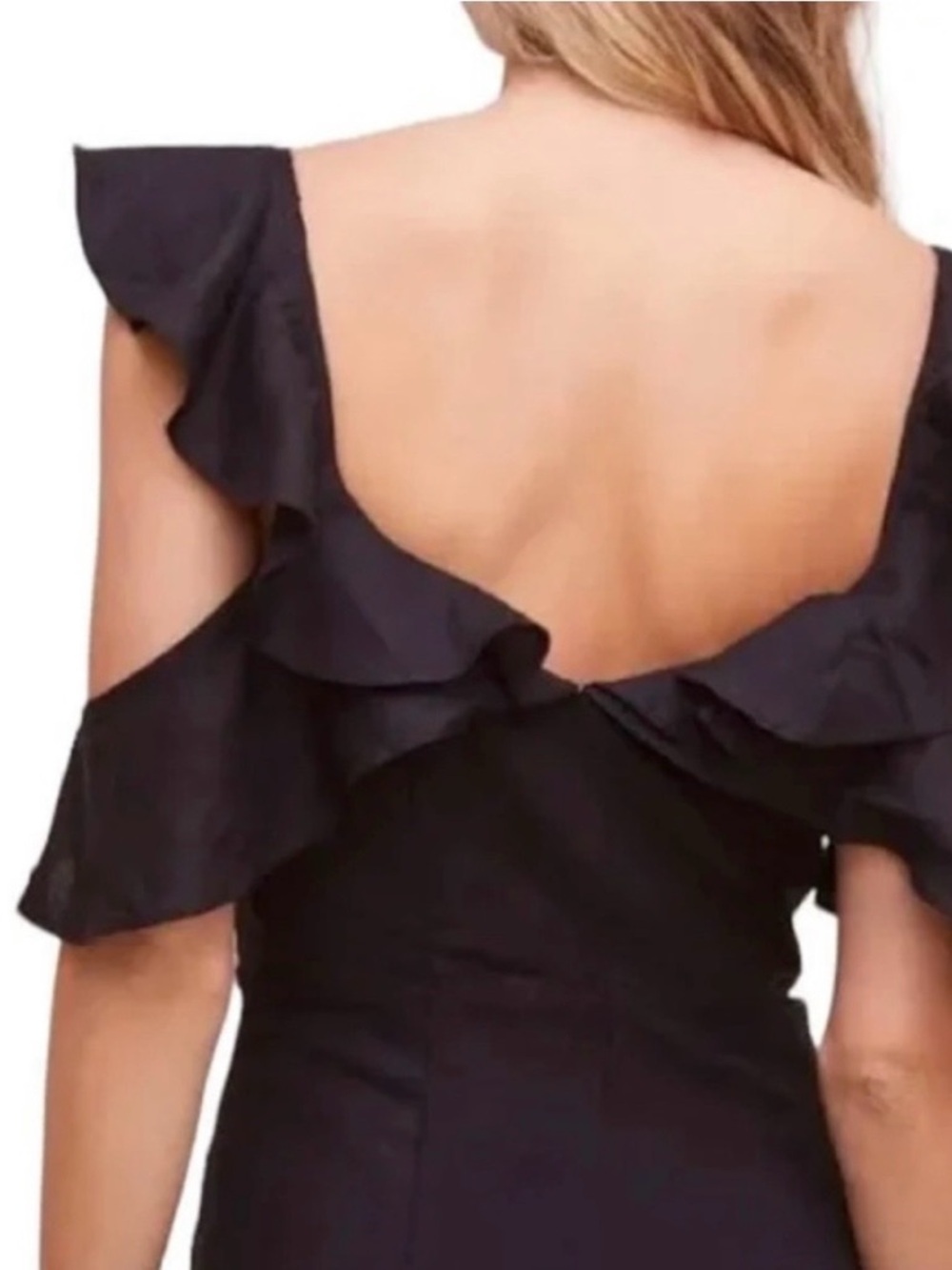 ASTR The Label Emi Black Cold Shoulder Ruffle Fit & Flare Dress NWT, sz : med - Picture 3 of 12